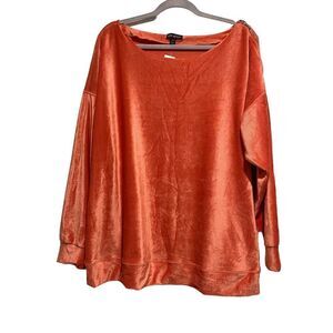 Lane Bryant sweater ribbed knit metallic sheen orange soft should zip Size 18/20